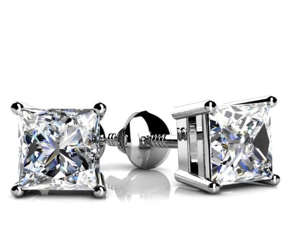 AGI Design Princess cut lab created diamonds stud earrings