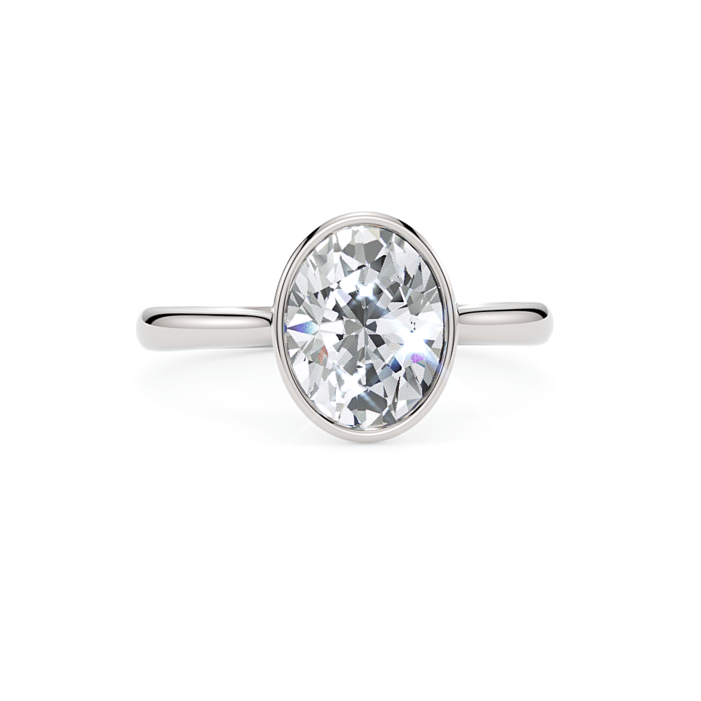 AGI Design Rachel Oval Lab Created Diamond Bezel Engagement Ring