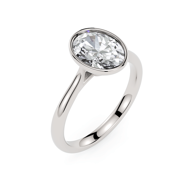 AGI Design Rachel Oval Lab Created Diamond Bezel Engagement Ring