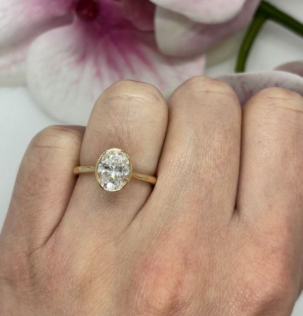 AGIDesignShop Rachel Oval Moissanite Bezel Engagement Ring