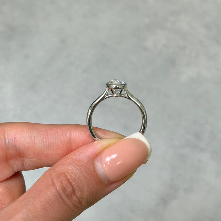 AGI Design Rachel Pear Lab Created Diamond Bezel Engagement Ring