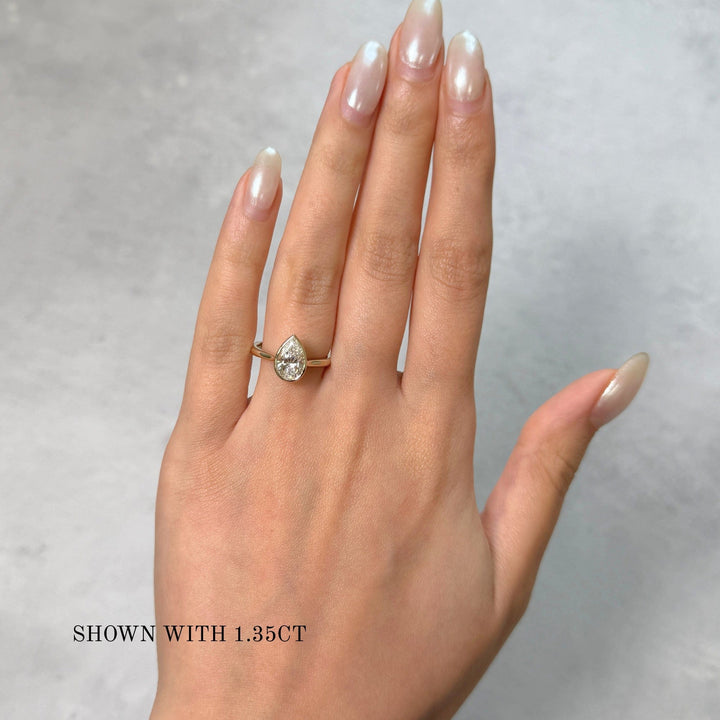 AGI Design Rachel Pear Lab Created Diamond Bezel Engagement Ring