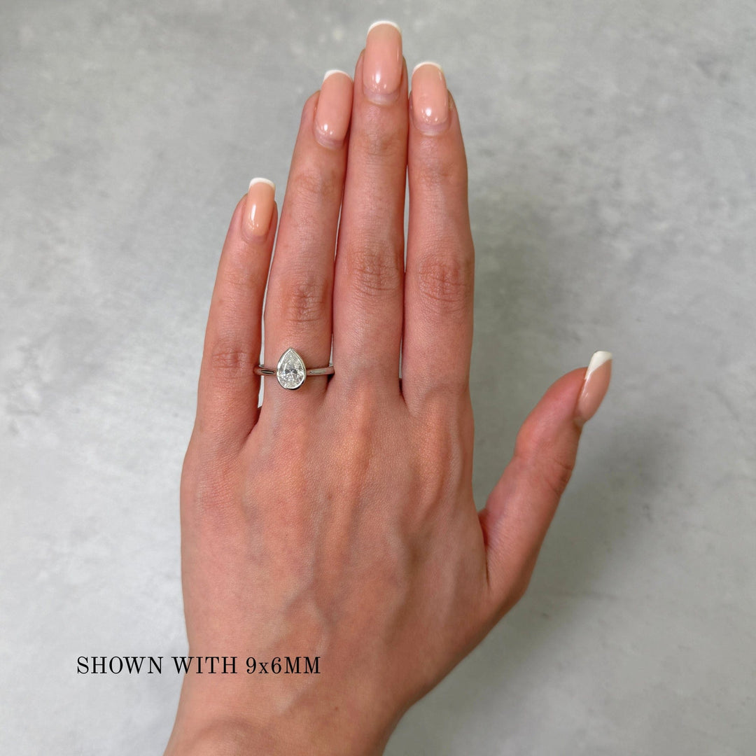 AGIDesignShop Rachel Pear Moissanite Bezel Engagement Ring
