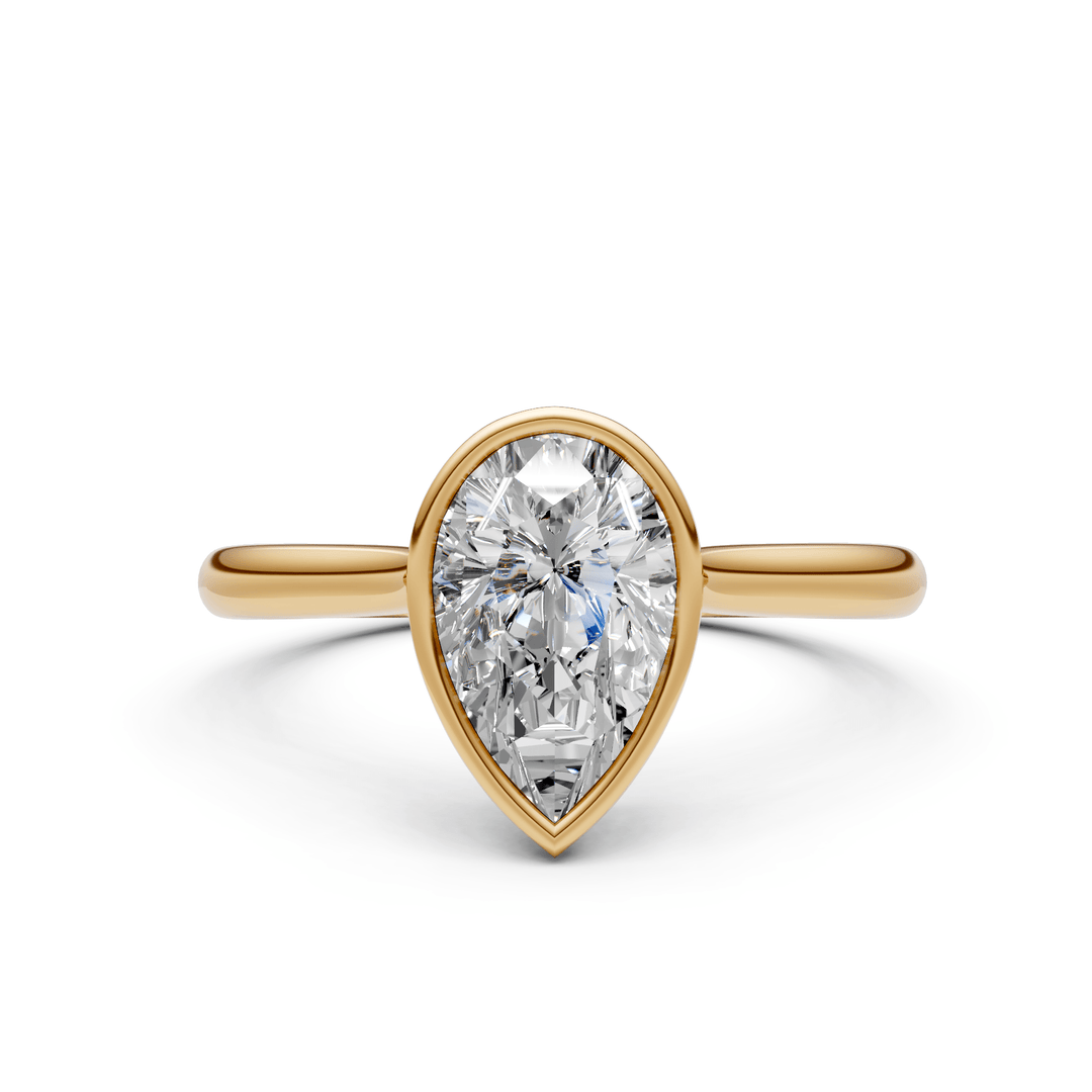 AGIDesignShop Rachel Pear Moissanite Bezel Engagement Ring