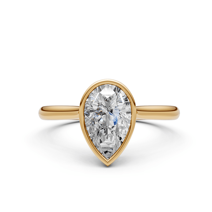 AGIDesignShop Rachel Pear Moissanite Bezel Engagement Ring