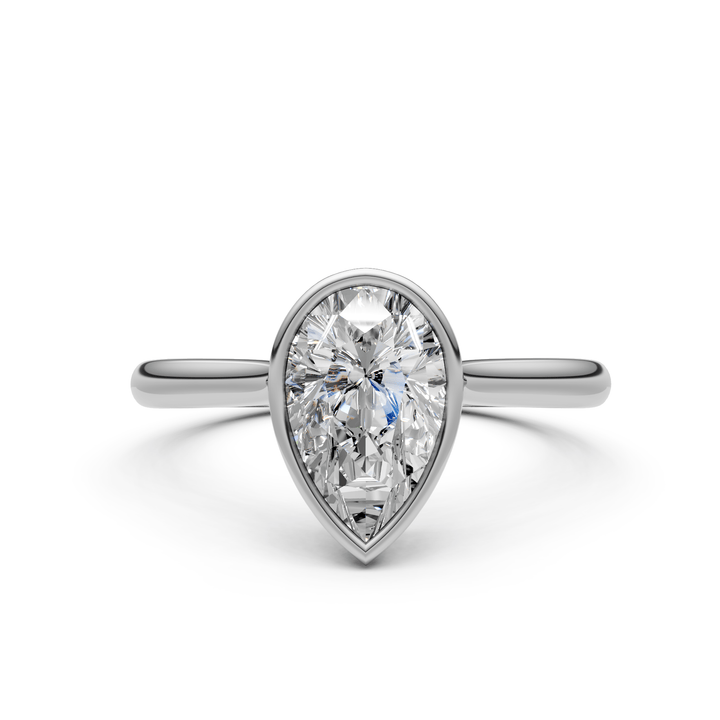 AGIDesignShop Rachel Pear Moissanite Bezel Engagement Ring