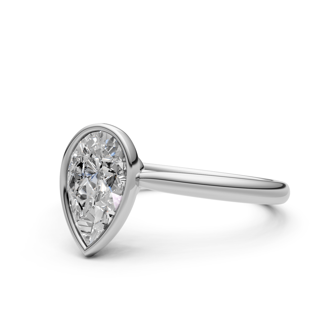 AGIDesignShop Rachel Pear Moissanite Bezel Engagement Ring