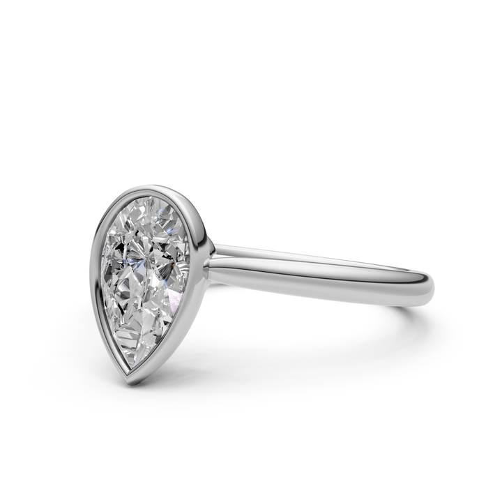 AGIDesignShop Rachel Pear Moissanite Bezel Engagement Ring