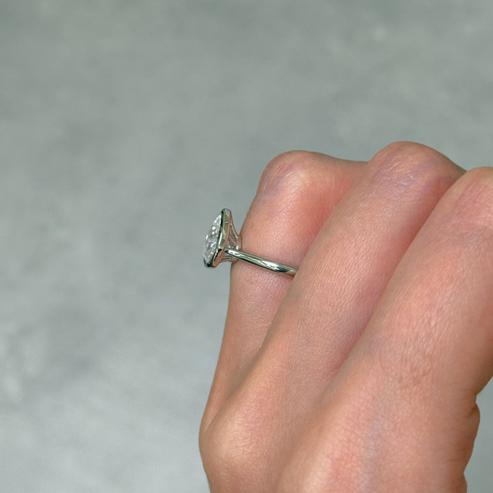 AGIDesignShop Rachel Pear Moissanite Bezel Engagement Ring