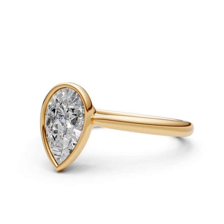 AGIDesignShop Rachel Pear Moissanite Bezel Engagement Ring