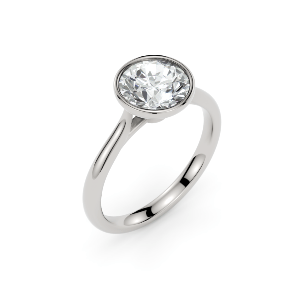 AGIDesignShop Rachel Round Lab created diamond Bezel Engagement Ring