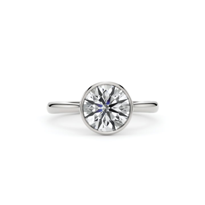 AGIDesignShop Rachel Round Lab created diamond Bezel Engagement Ring