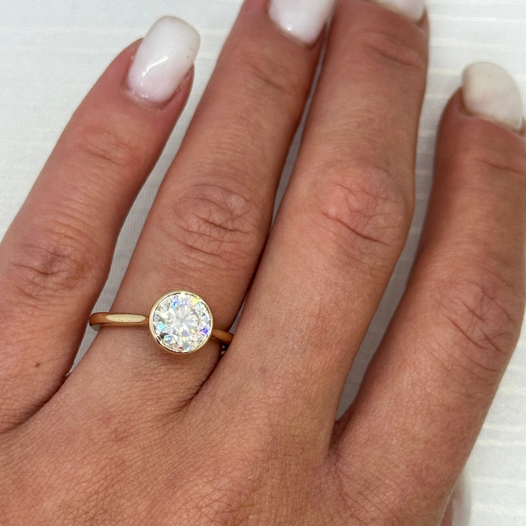 AGIDesignShop Rachel Round Moissanite Bezel Engagement Ring