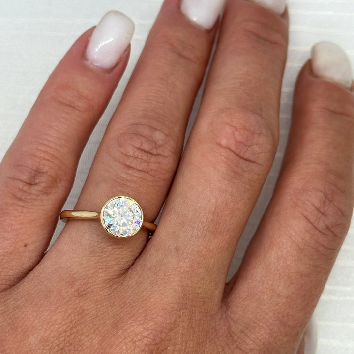 AGIDesignShop Rachel Round Moissanite Bezel Engagement Ring