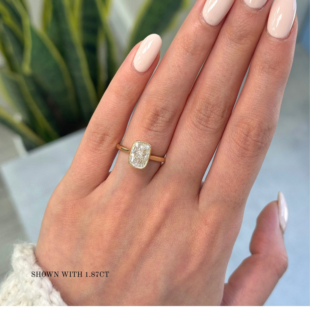 AGI Design Ray Elongated Cushion Cut Lab Created Diamond Bezel Engagement Ring