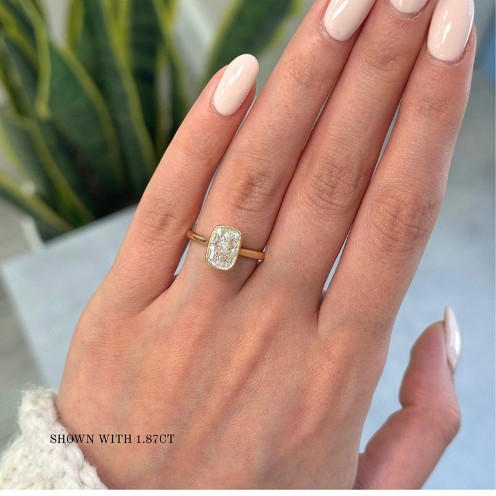 AGI Design Ray Elongated Cushion Cut Lab Created Diamond Bezel Engagement Ring