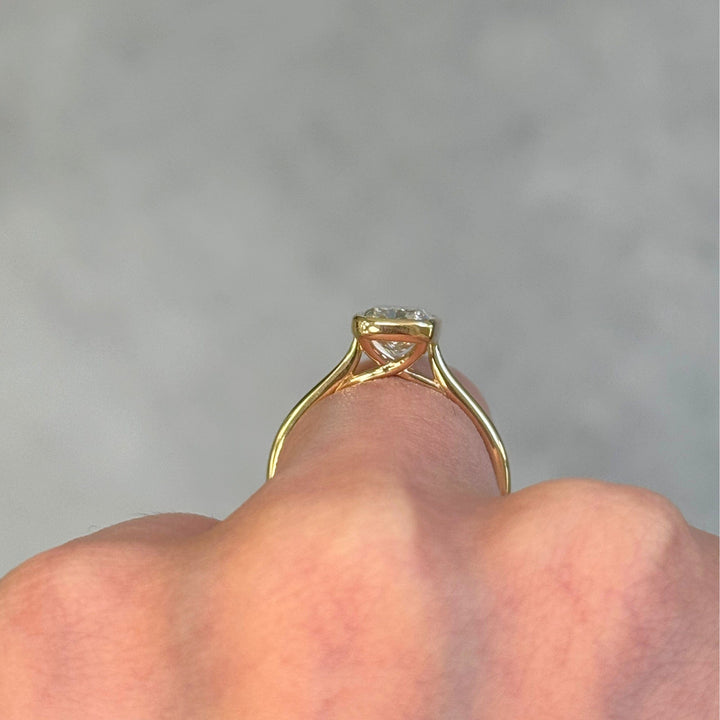 AGI Design Ray Elongated Cushion Cut Lab Created Diamond Bezel Engagement Ring