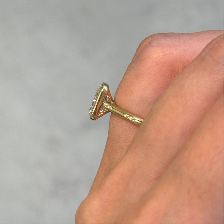 AGI Design Ray Elongated Cushion Cut Lab Created Diamond Bezel Engagement Ring