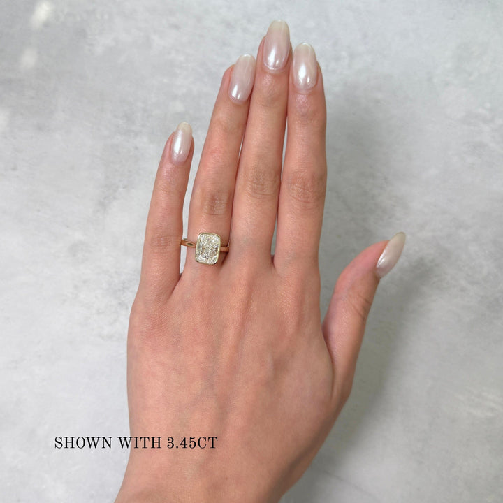 AGI Design Ray Elongated Cushion Cut Lab Created Diamond Bezel Engagement Ring