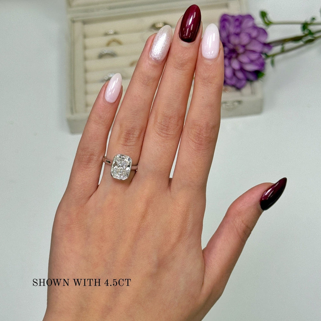 AGI Design Ray Elongated Cushion Cut Lab Created Diamond Bezel Engagement Ring