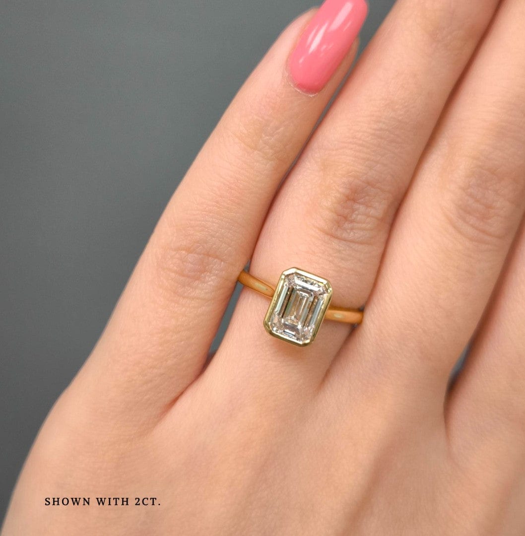 AGI Design Ray Radiant/Emerald Lab Created Diamond Bezel Engagement Ring