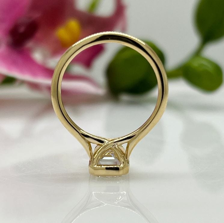 AGI Design Ray Radiant/Emerald Lab Created Diamond Bezel Engagement Ring