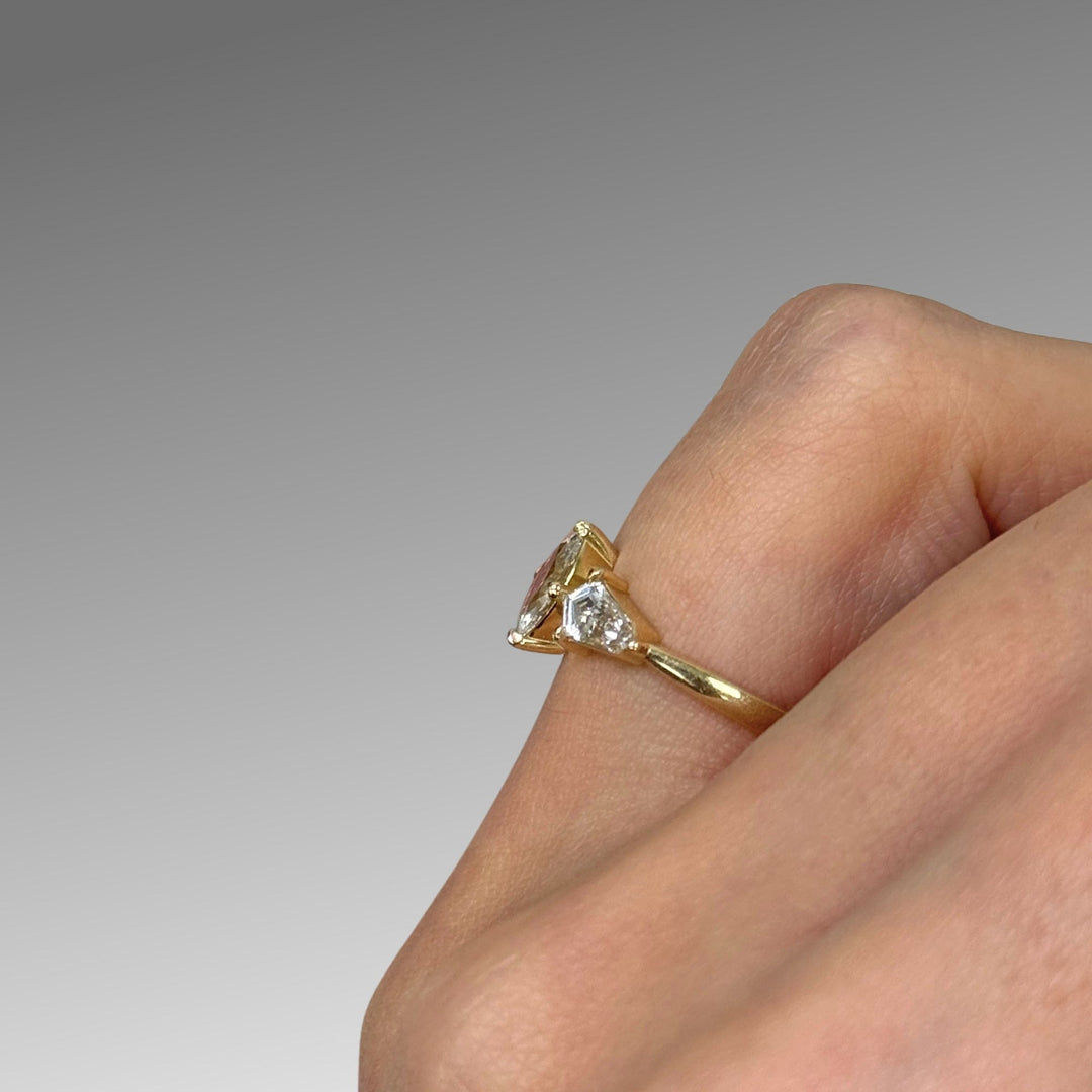 AGI Design Ready to Ship  0.34ct Marquise Lab Diamond D/VVS2  Engagement Ring in 14K Yellow Gold
