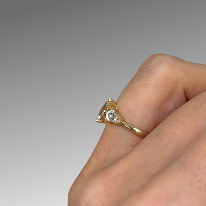 AGI Design Ready to Ship  0.34ct Marquise Lab Diamond D/VVS2  Engagement Ring in 14K Yellow Gold