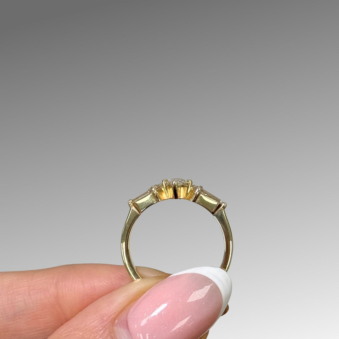 AGI Design Ready to Ship  0.34ct Marquise Lab Diamond D/VVS2  Engagement Ring in 14K Yellow Gold