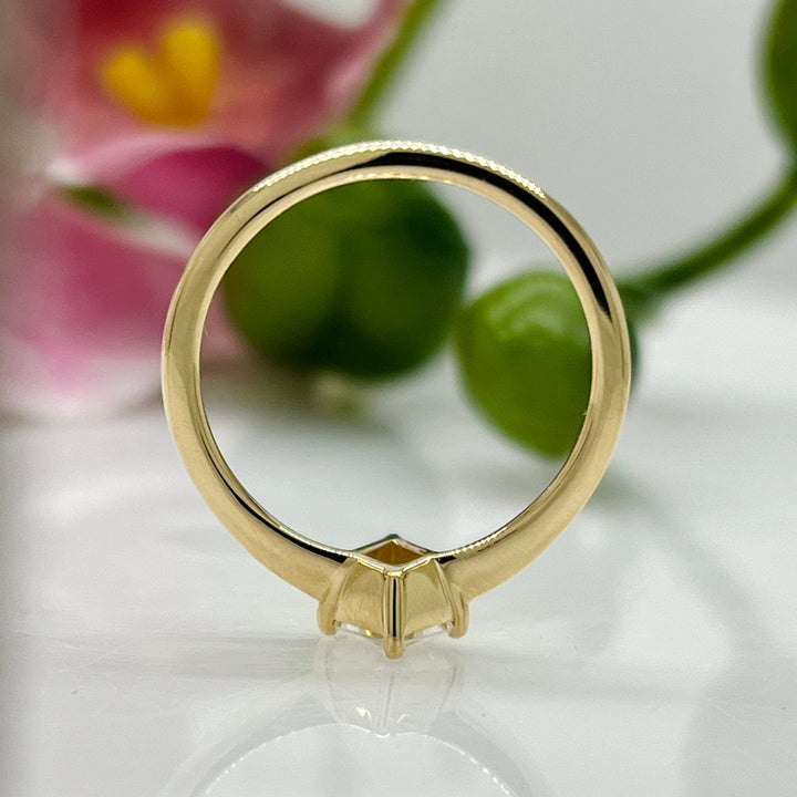 AGI Design Ready to Ship  0.75ct Kite Shape Moissanite Engagement Ring in 14K Yellow Gold