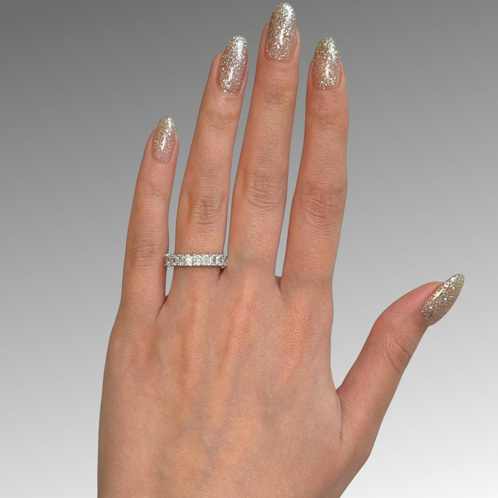 AGI Design Ready to Ship  1.33ct Radiant Lab Created Diamond Wedding Band in Platinum