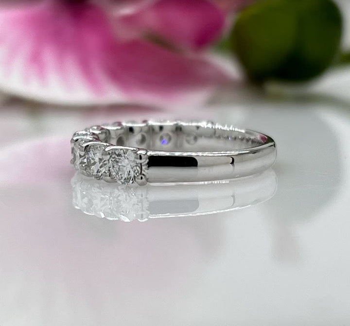 AGIDesignShop Ready to Ship  1.57ct Round Lab-Created Diamonds Semi-Eternity Wedding Ring