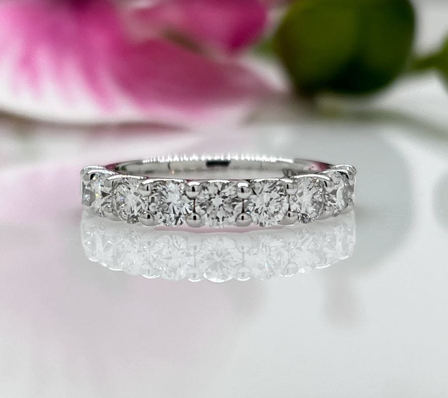 AGIDesignShop Ready to Ship  1.57ct Round Lab-Created Diamonds Semi-Eternity Wedding Ring