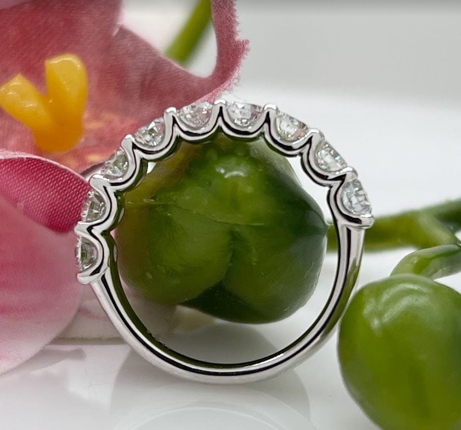 AGIDesignShop Ready to Ship  1.57ct Round Lab-Created Diamonds Semi-Eternity Wedding Ring