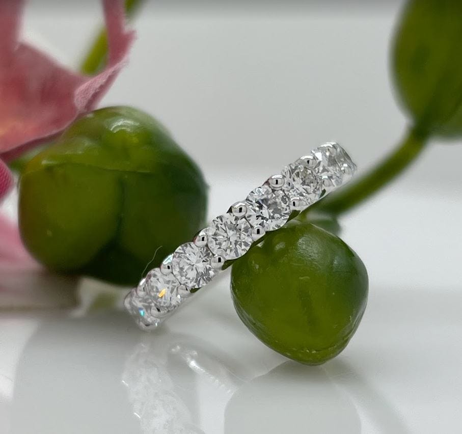 AGIDesignShop Ready to Ship  1.57ct Round Lab-Created Diamonds Semi-Eternity Wedding Ring
