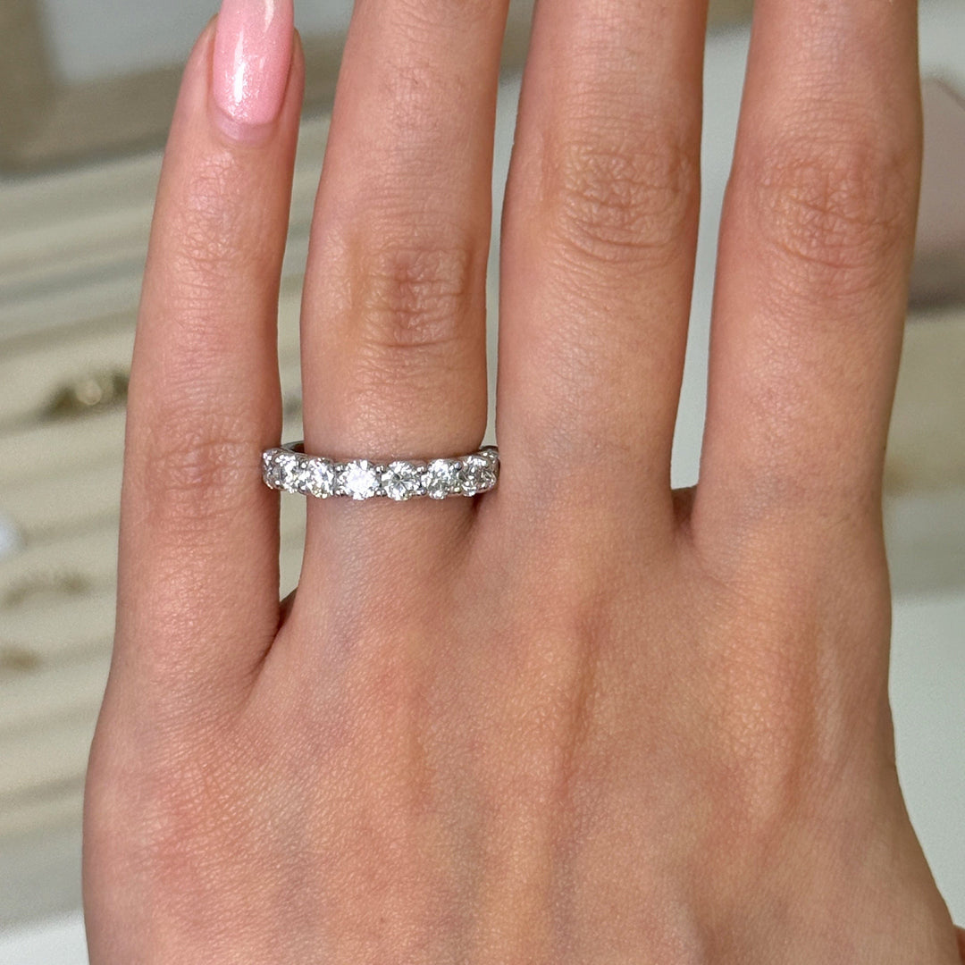 AGIDesignShop Ready to Ship  1.57ct Round Lab-Created Diamonds Semi-Eternity Wedding Ring