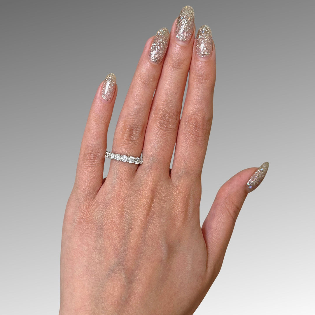 AGIDesignShop Ready to Ship  1.57ct Round Lab-Created Diamonds Semi-Eternity Wedding Ring