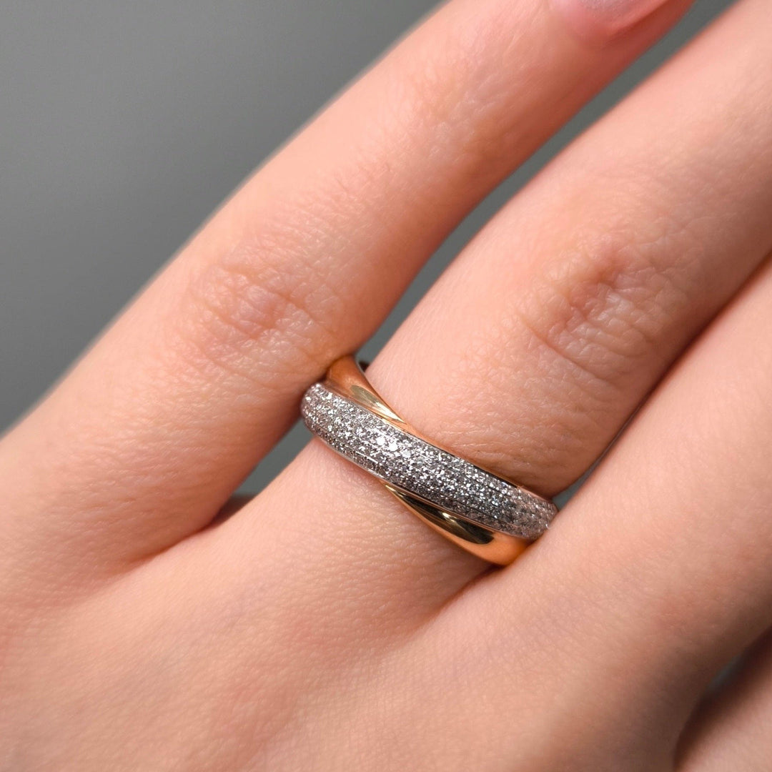 AGIDesignShop Ready to Ship  14K Rose Gold Diamonds criss cross Wedding Band