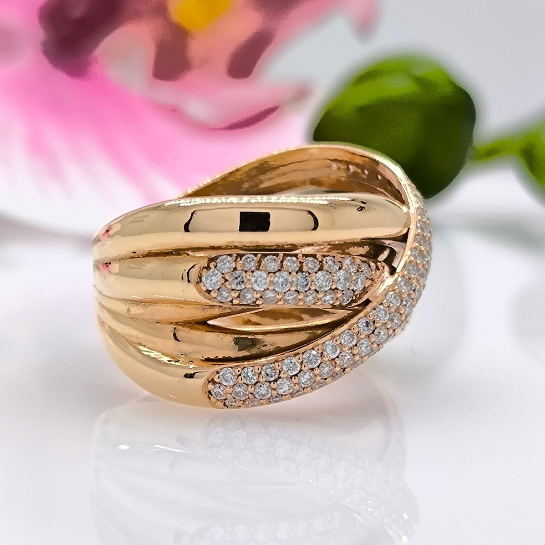 AGIDesignShop Ready to Ship  14K Rose Gold Pave Twist Ring