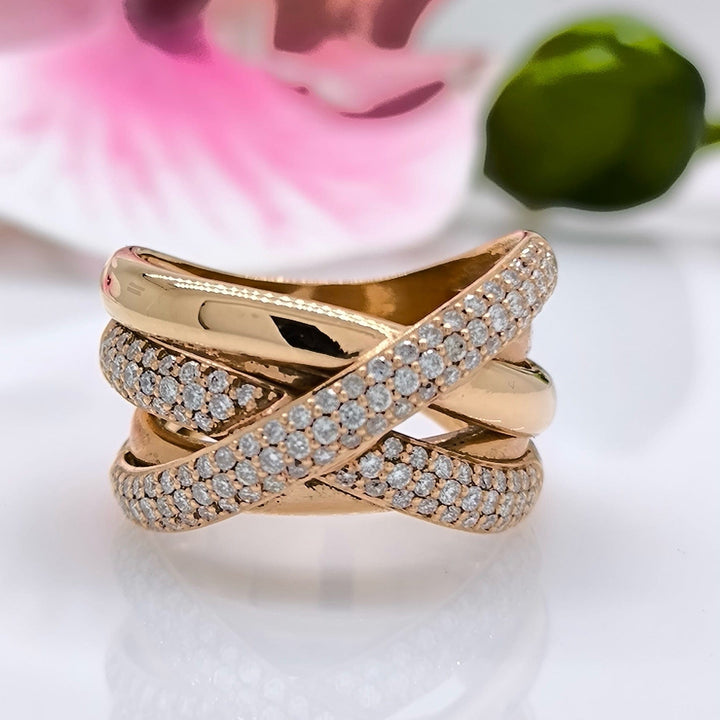 AGIDesignShop Ready to Ship  14K Rose Gold Pave Twist Ring