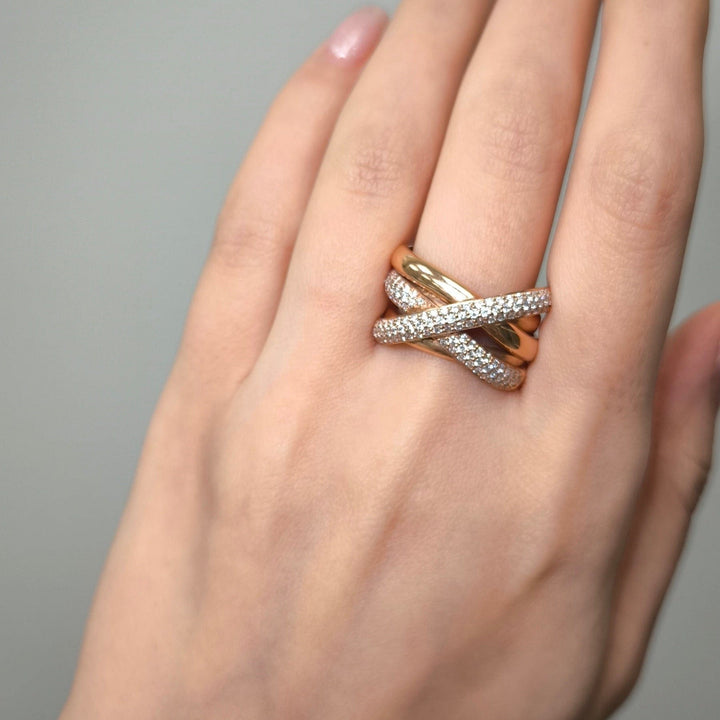 AGIDesignShop Ready to Ship  14K Rose Gold Pave Twist Ring