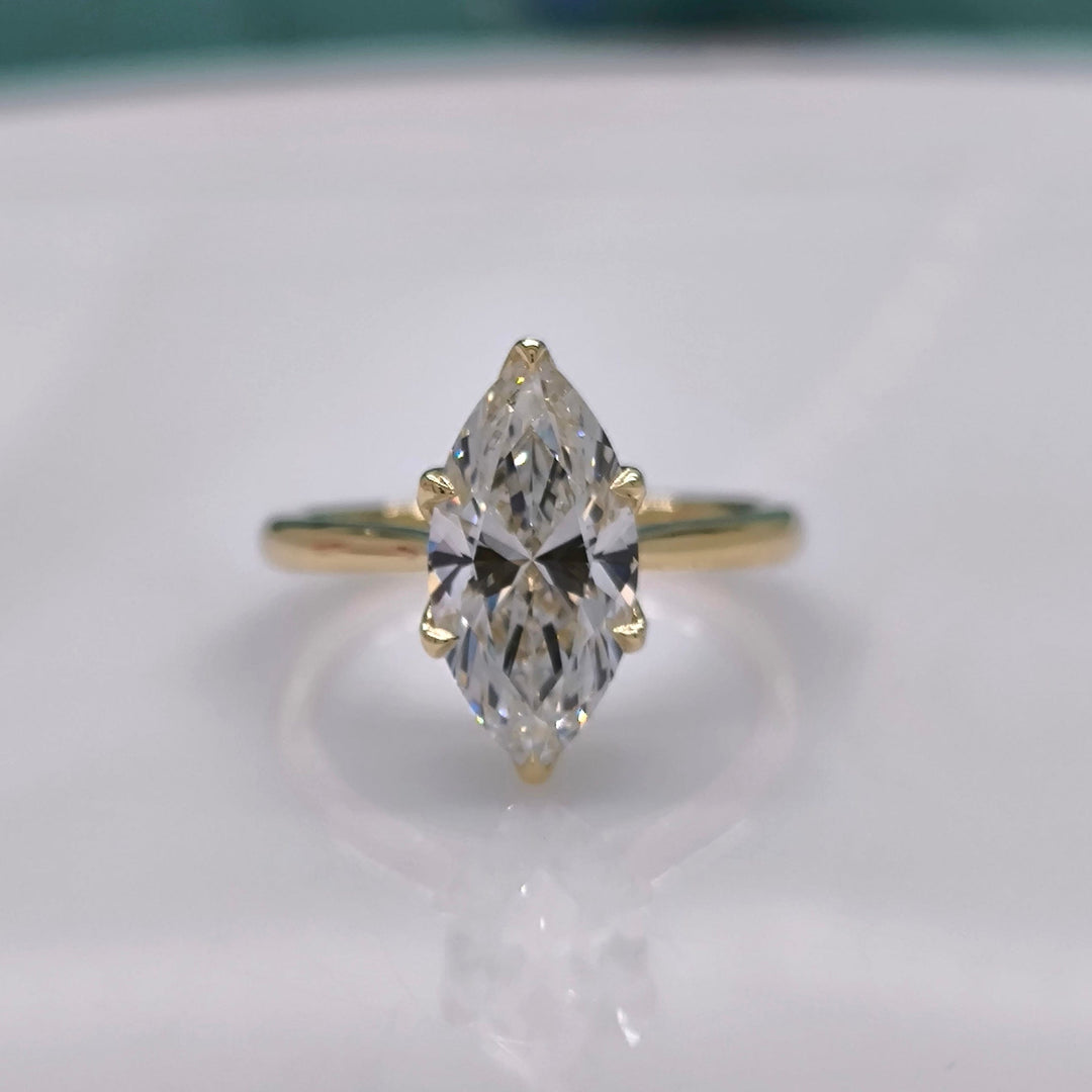 AGI Design Ready to Ship  2.5ct F/VVS2 Marquise Lab Created Diamond Tulip Engagement Ring