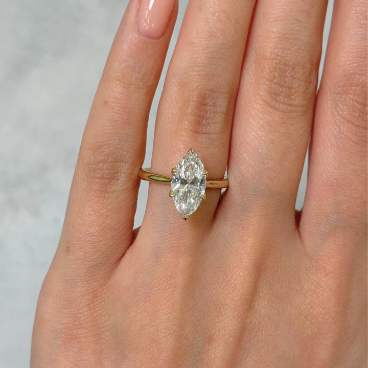 AGI Design Ready to Ship  2.5ct F/VVS2 Marquise Lab Created Diamond Tulip Engagement Ring