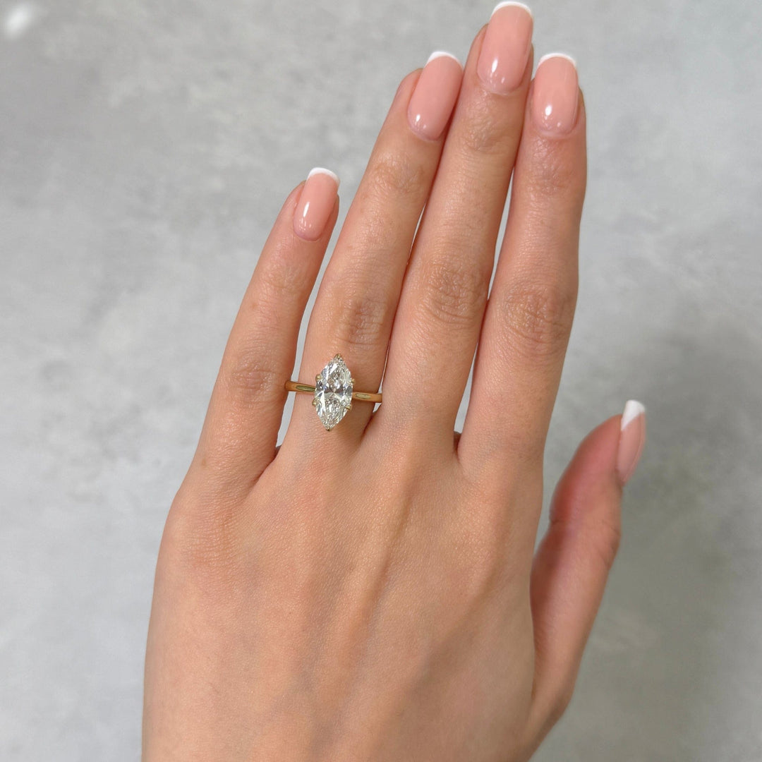 AGI Design Ready to Ship  2.5ct F/VVS2 Marquise Lab Created Diamond Tulip Engagement Ring