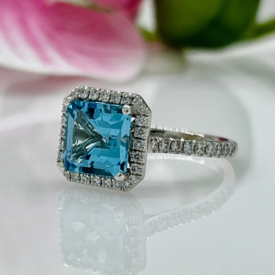 AGI Design Ready to Ship 2.8ct. Blue Topaz Engagement Ring