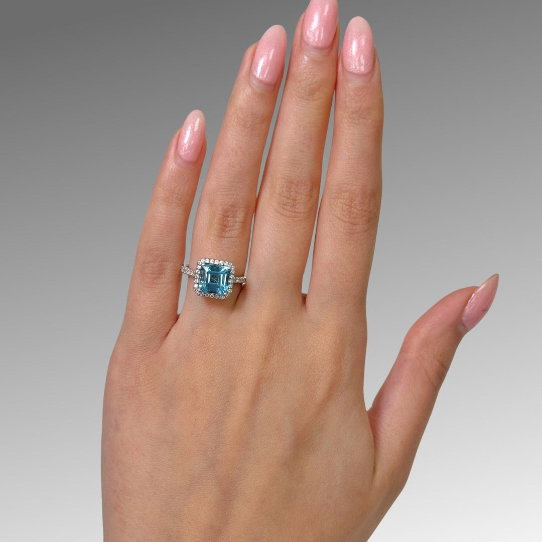 AGI Design Ready to Ship 2.8ct. Blue Topaz Engagement Ring