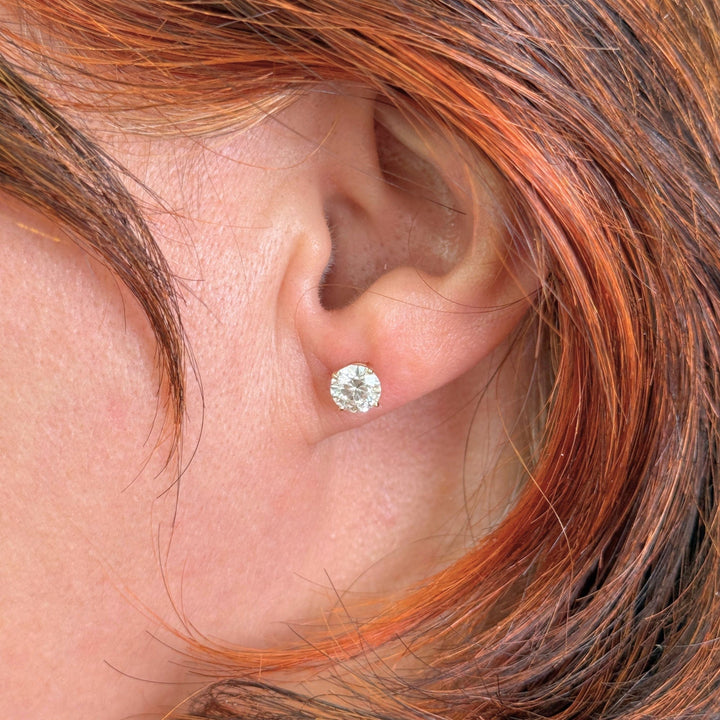 AGI Design Ready to Ship  2ct total weight lab diamond stud earring in 14k yellow gold