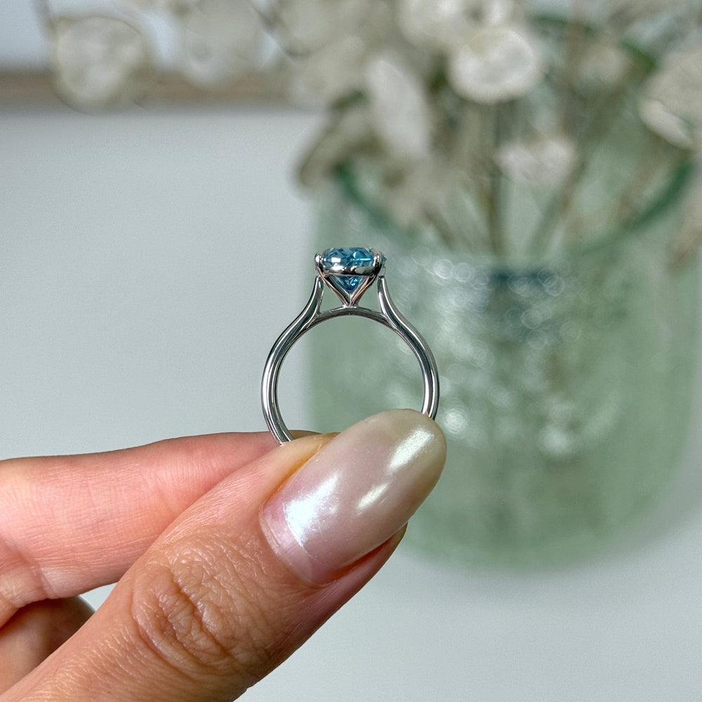 AGI Design  Ready to Ship  3.01ct Fancy Vivid Blue VS1 Oval Lab Diamond Engagement Ring in 14K White Gold
