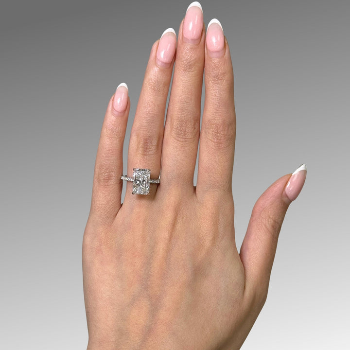 AGI Design Ready to Ship  4.29ct D/VVS2 Radiant Lab-Created Diamond Engagement Ring in Platinum
