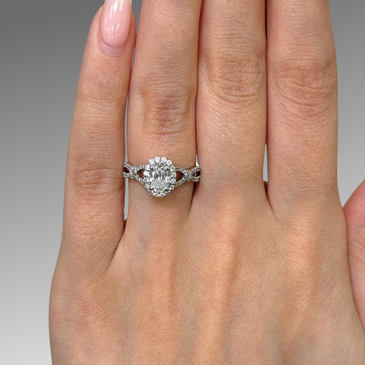 AGI Design Ready to Ship  Amelia 1ct Oval Moissanite Engagement Ring